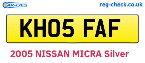KH05FAF are the vehicle registration plates.