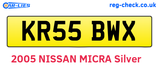 KR55BWX are the vehicle registration plates.