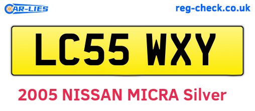 LC55WXY are the vehicle registration plates.