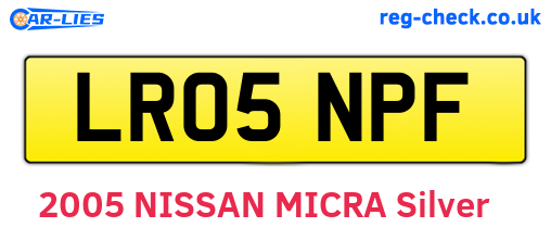 LR05NPF are the vehicle registration plates.