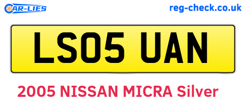 LS05UAN are the vehicle registration plates.