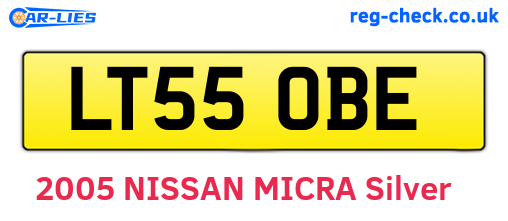 LT55OBE are the vehicle registration plates.