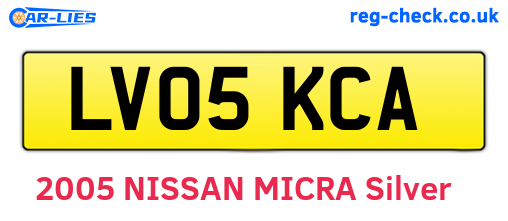 LV05KCA are the vehicle registration plates.