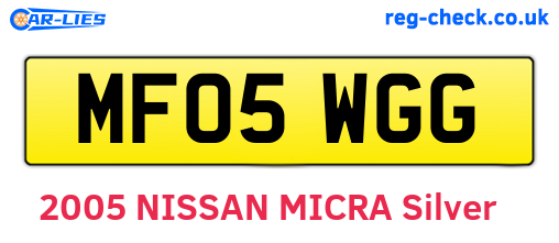 MF05WGG are the vehicle registration plates.