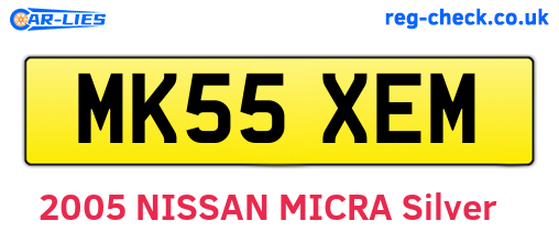 MK55XEM are the vehicle registration plates.