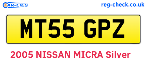 MT55GPZ are the vehicle registration plates.