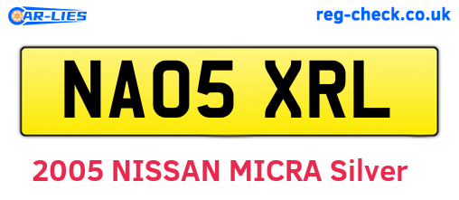 NA05XRL are the vehicle registration plates.
