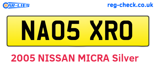 NA05XRO are the vehicle registration plates.