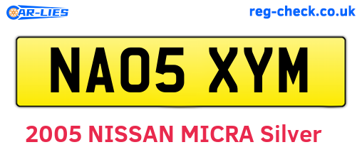 NA05XYM are the vehicle registration plates.
