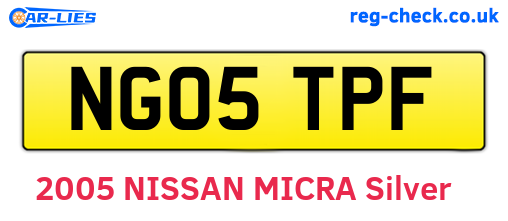 NG05TPF are the vehicle registration plates.