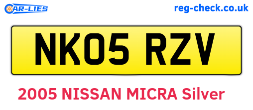 NK05RZV are the vehicle registration plates.