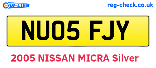 NU05FJY are the vehicle registration plates.