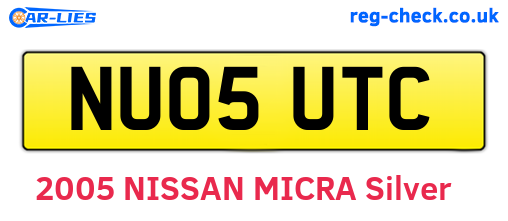 NU05UTC are the vehicle registration plates.