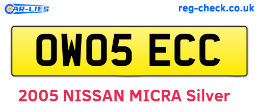 OW05ECC are the vehicle registration plates.