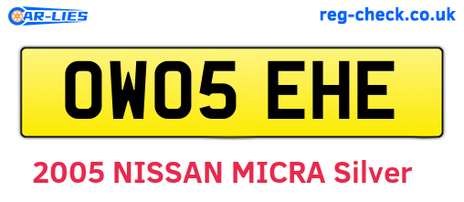 OW05EHE are the vehicle registration plates.