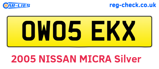 OW05EKX are the vehicle registration plates.