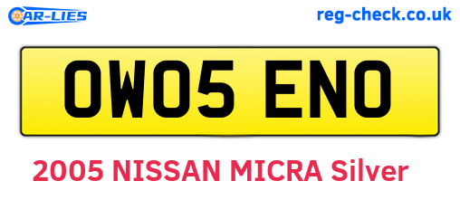 OW05ENO are the vehicle registration plates.