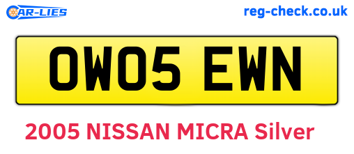 OW05EWN are the vehicle registration plates.