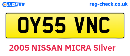 OY55VNC are the vehicle registration plates.