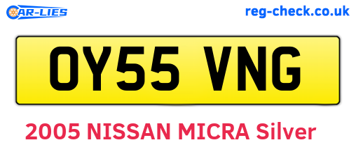 OY55VNG are the vehicle registration plates.