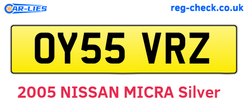 OY55VRZ are the vehicle registration plates.