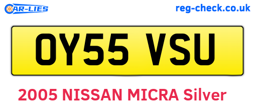 OY55VSU are the vehicle registration plates.