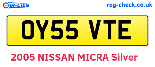 OY55VTE are the vehicle registration plates.