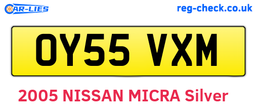 OY55VXM are the vehicle registration plates.