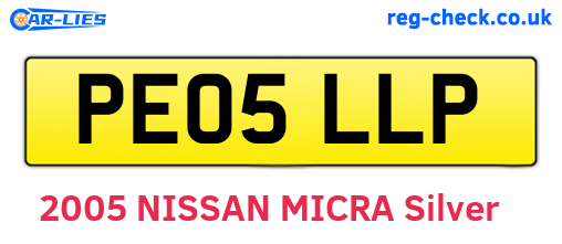 PE05LLP are the vehicle registration plates.