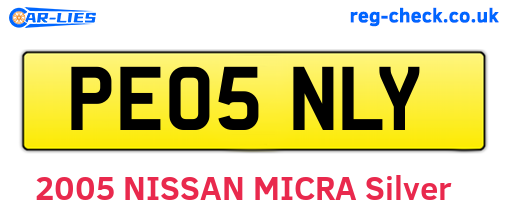 PE05NLY are the vehicle registration plates.