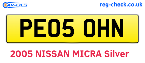 PE05OHN are the vehicle registration plates.