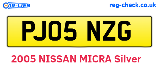 PJ05NZG are the vehicle registration plates.