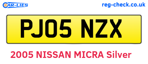 PJ05NZX are the vehicle registration plates.