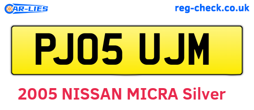 PJ05UJM are the vehicle registration plates.