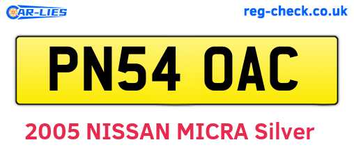 PN54OAC are the vehicle registration plates.