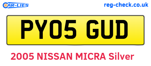PY05GUD are the vehicle registration plates.