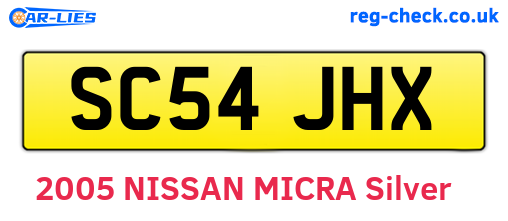 SC54JHX are the vehicle registration plates.