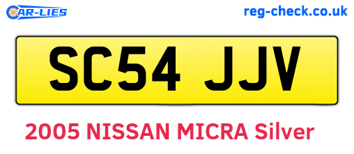 SC54JJV are the vehicle registration plates.