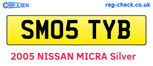 SM05TYB are the vehicle registration plates.