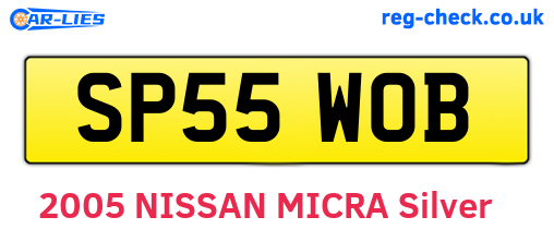 SP55WOB are the vehicle registration plates.