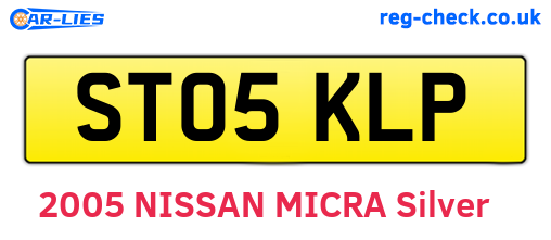 ST05KLP are the vehicle registration plates.