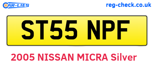 ST55NPF are the vehicle registration plates.