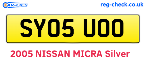 SY05UOO are the vehicle registration plates.