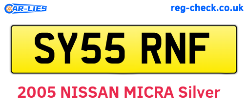 SY55RNF are the vehicle registration plates.