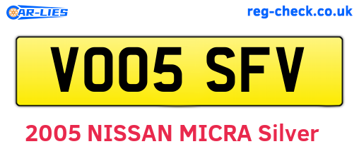 VO05SFV are the vehicle registration plates.