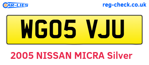 WG05VJU are the vehicle registration plates.