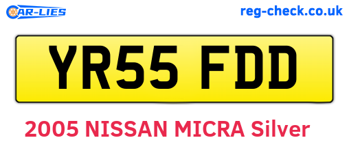 YR55FDD are the vehicle registration plates.