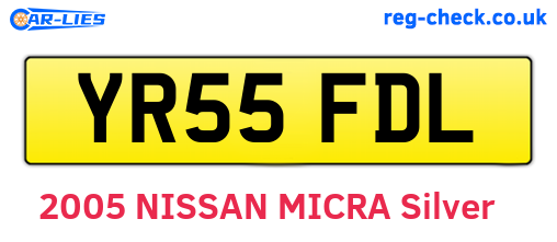 YR55FDL are the vehicle registration plates.