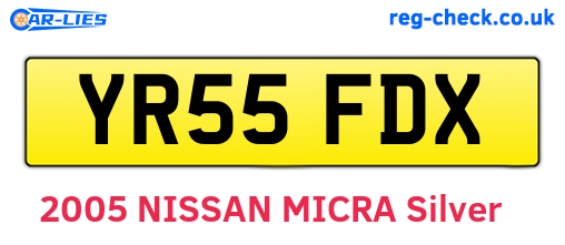 YR55FDX are the vehicle registration plates.