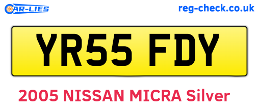 YR55FDY are the vehicle registration plates.